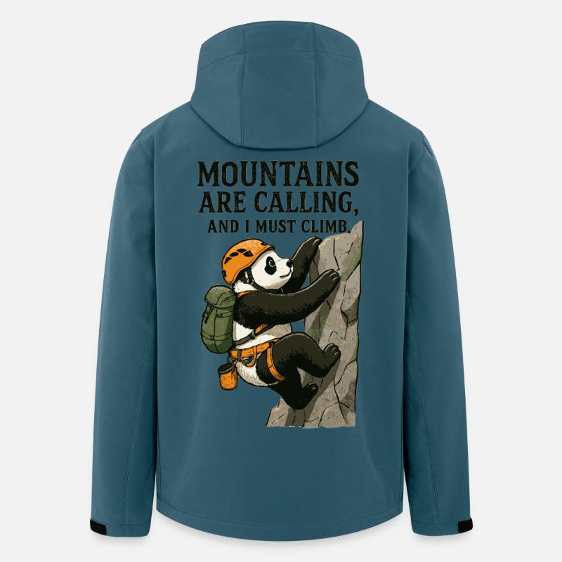Lustiger Kletter-Panda beim Bouldern - Recycelte Männer Softshell-Jacke von Stanley/Stella - Dunkles Petrol