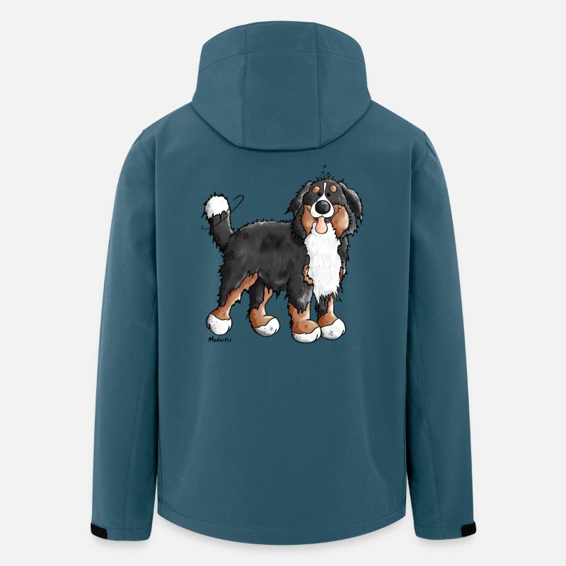 Fröhlicher Berner Sennenhund - Hund - Recycelte Männer Softshell-Jacke von Stanley/Stella - Dunkles Petrol