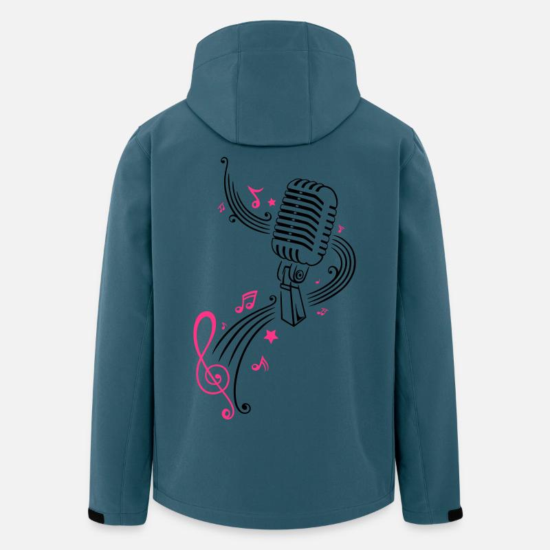 Mikrofon mit Musiknoten und Notenschlüssel - Veste softshell homme en polyester recyclé Stanley/Stella - bleu pétrole foncé