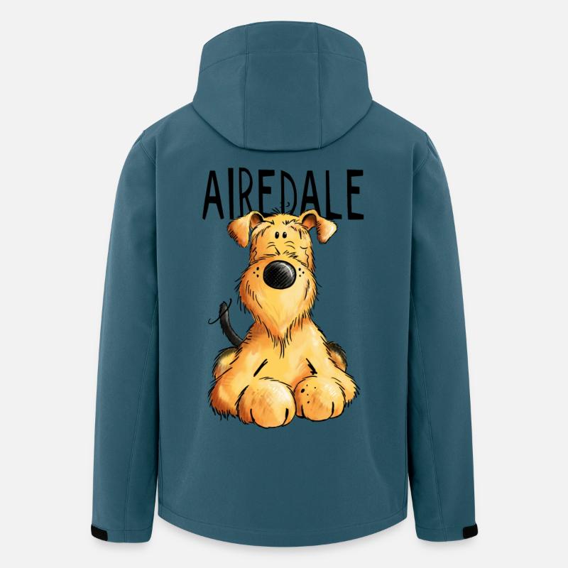 Witziger Airedale Terrier - Hund - Geschenk - Recycelte Männer Softshell-Jacke von Stanley/Stella - Dunkles Petrol