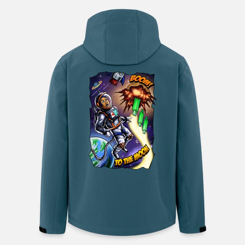Aventure lunaire : bande dessinée Astronaut - Veste softshell homme en polyester recyclé Stanley/Stella - bleu pétrole foncé
