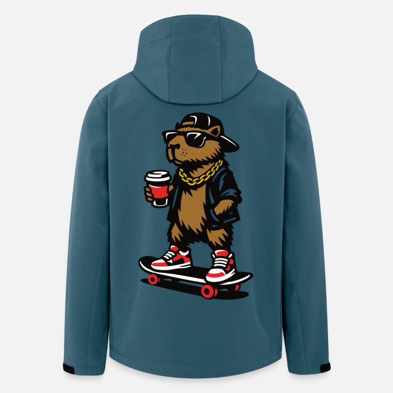 Café à roulettes Colles Capybara - Veste softshell homme en polyester recyclé Stanley/Stella - bleu pétrole foncé