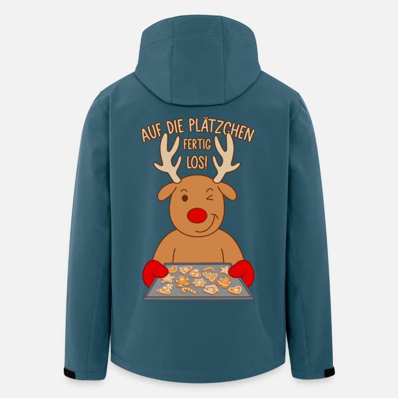 Rentier Backen Spruch Auf die Plätzchen fertig los - Recycelte Männer Softshell-Jacke von Stanley/Stella - Dunkles Petrol