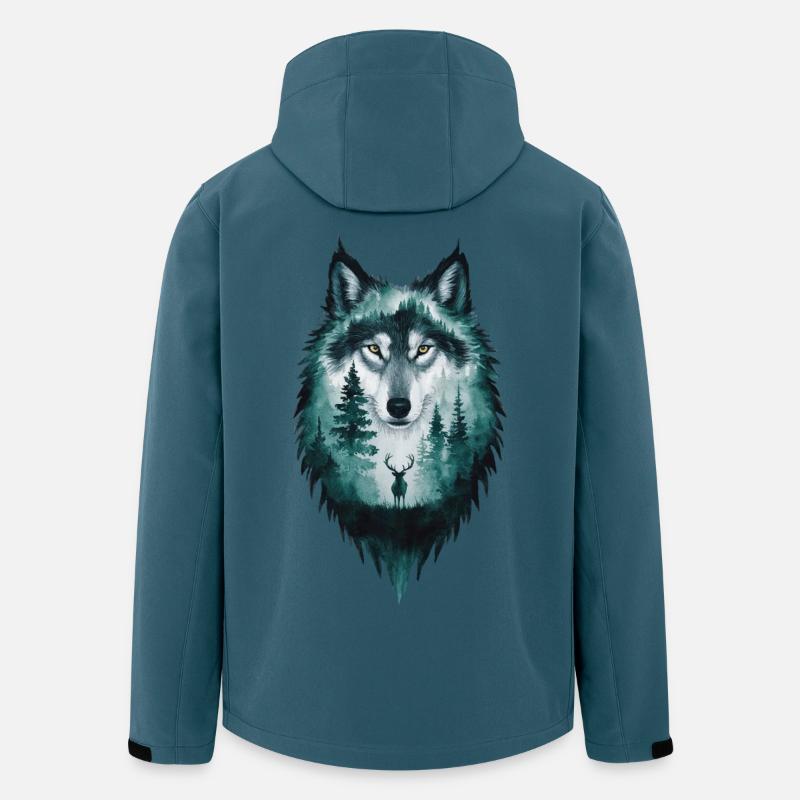 Wolf Silhouette Deer Woodland Gift - Men’s Recycled Softshell Jacket by Stanley/Stella - stargazer