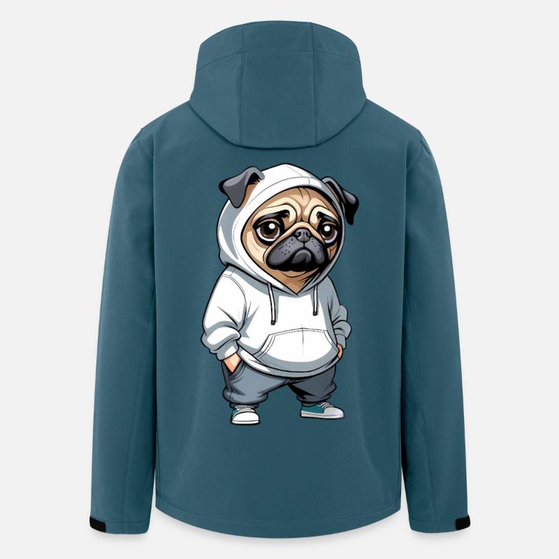 Pug Hoodie Stadtstyle - Recycelte Männer Softshell-Jacke von Stanley/Stella - Dunkles Petrol