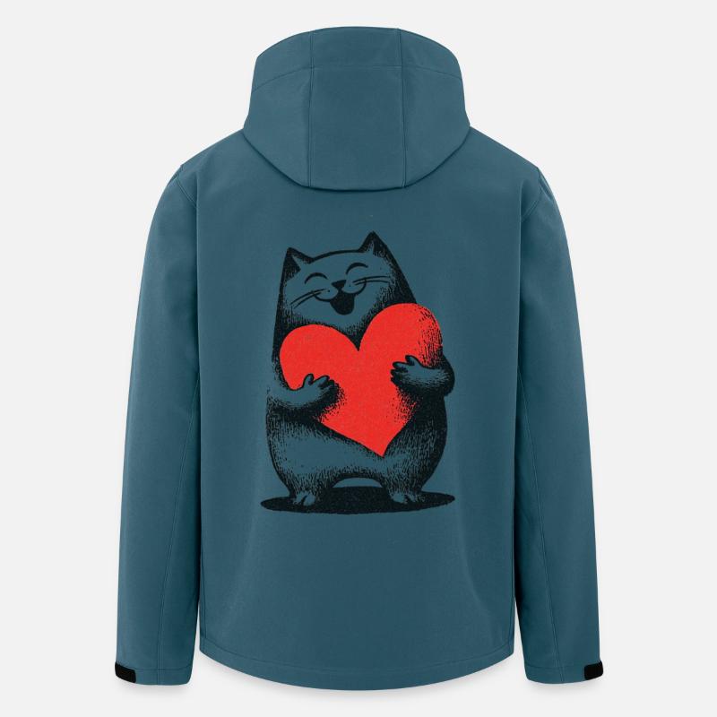 Verspielte Katze mit Herzmotiv - Recycelte Männer Softshell-Jacke von Stanley/Stella - Dunkles Petrol