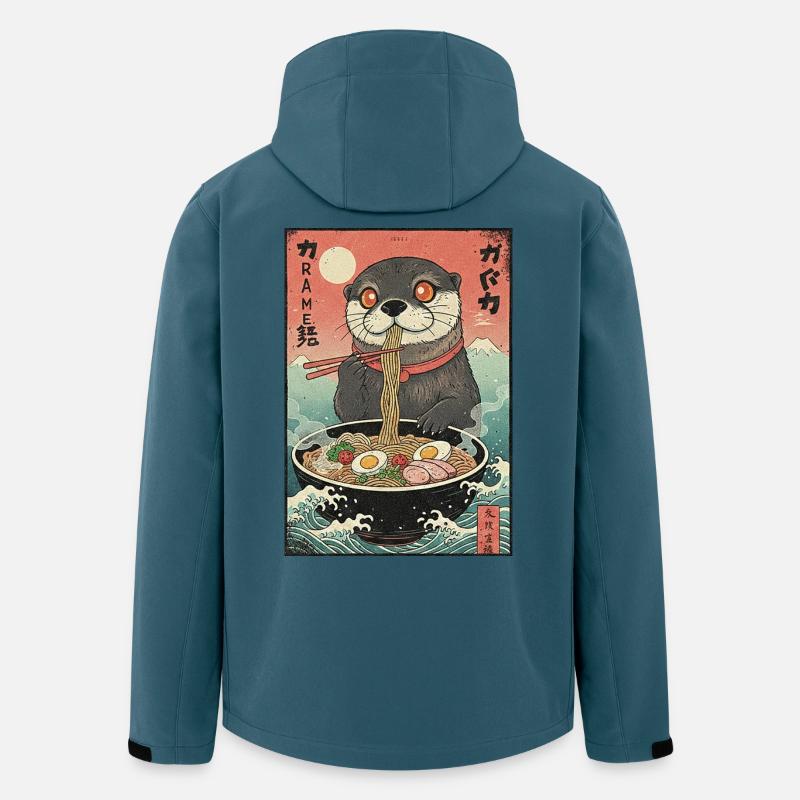 Kawaii Otter Ramen Nudeln - Recycelte Männer Softshell-Jacke von Stanley/Stella - Dunkles Petrol