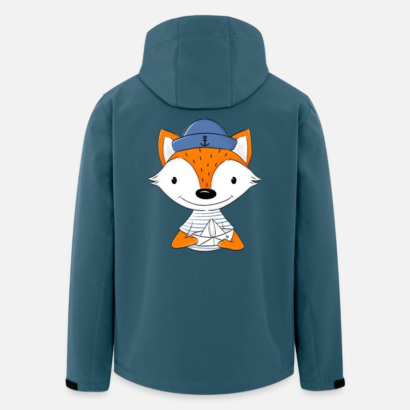 Renard marin avec bateau en papier - Veste softshell homme en polyester recyclé Stanley/Stella - bleu pétrole foncé