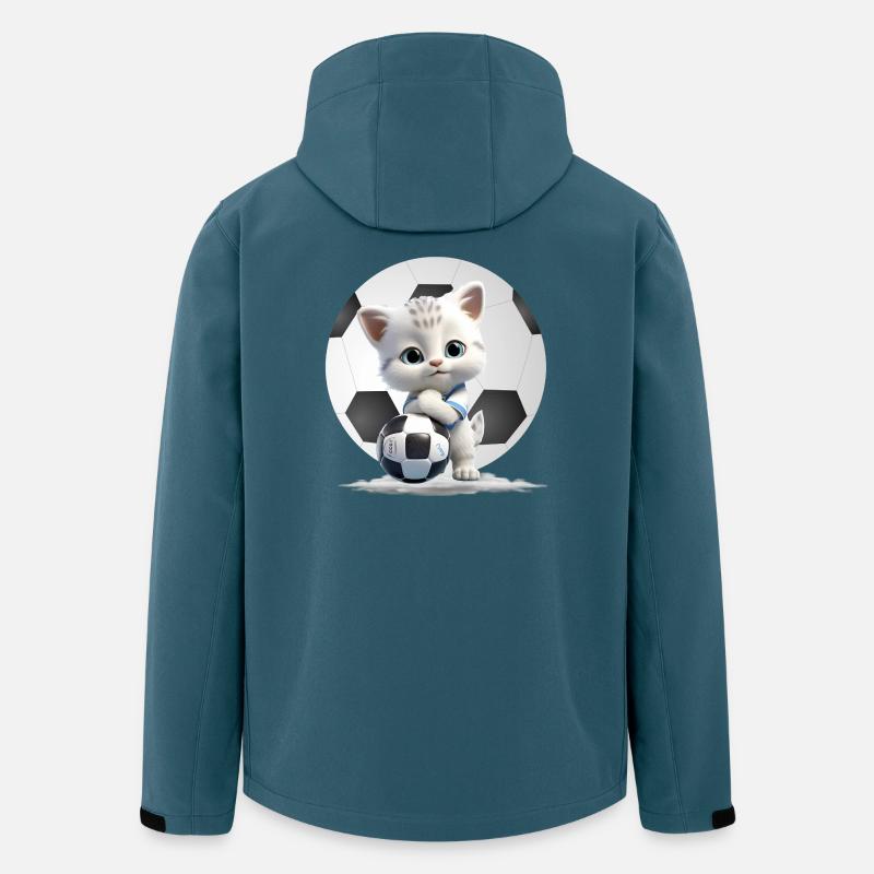Kitten Mascot with Soccer Ball - Men’s Recycled Softshell Jacket by Stanley/Stella - stargazer
