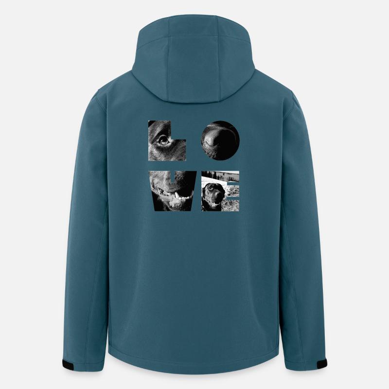 Schwarz-Weißes Hundemosaik - Recycelte Männer Softshell-Jacke von Stanley/Stella - Dunkles Petrol
