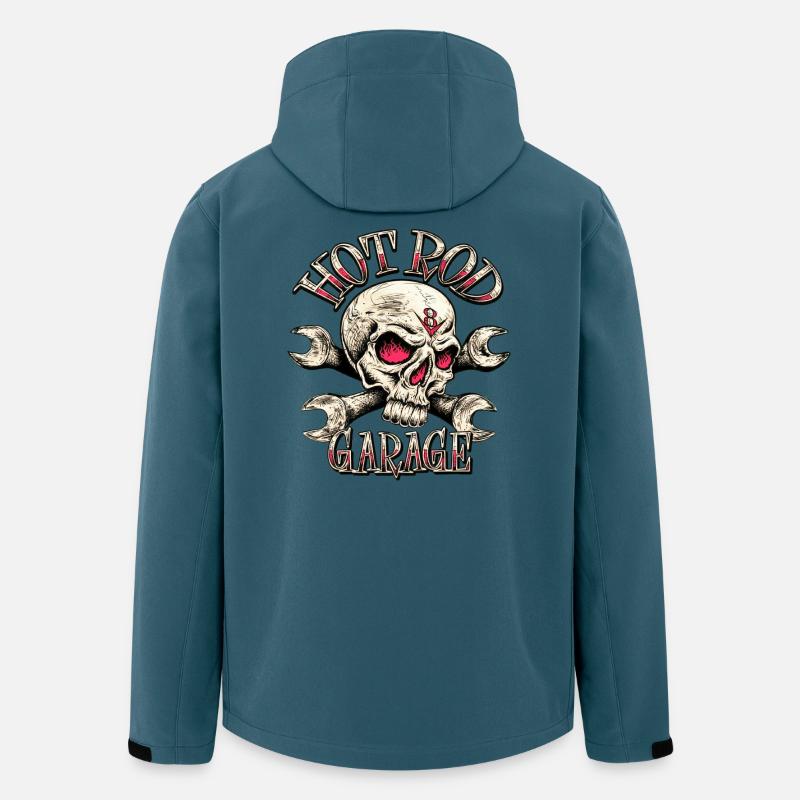 Hot Rod Garage V8 - Softshelljacka herr i återvunnen polyester Discoverer Stanley/Stella - mörk petrol