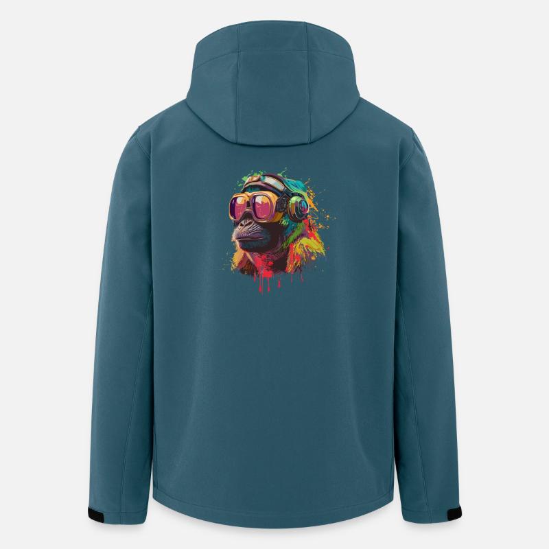 Affen-Straßenkunst - Recycelte Männer Softshell-Jacke von Stanley/Stella - Dunkles Petrol