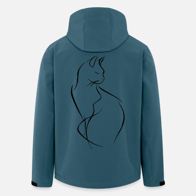 Dessin de chat - Veste softshell homme en polyester recyclé Stanley/Stella - bleu pétrole foncé