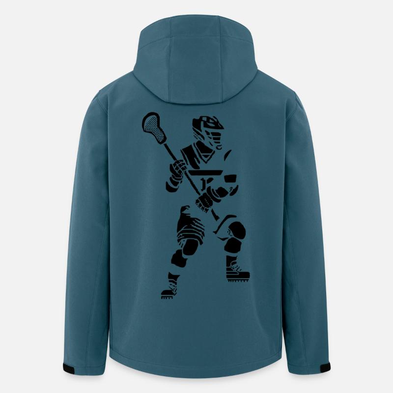 Graphique pixel du joueur de crosse - Veste softshell homme en polyester recyclé Stanley/Stella - bleu pétrole foncé