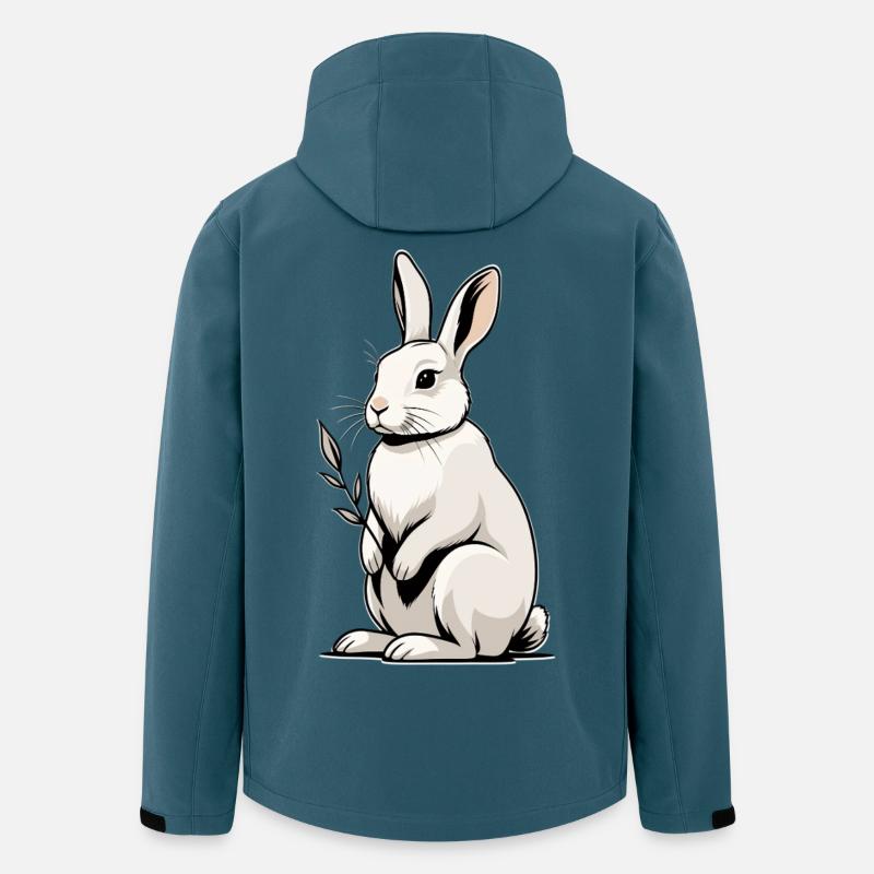 Weißer Hase mit Blattpflanze - Recycelte Männer Softshell-Jacke von Stanley/Stella - Dunkles Petrol