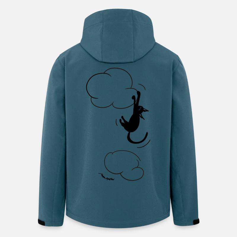 Chat noir suspendu à un nuage. - Veste softshell homme en polyester recyclé Stanley/Stella - bleu pétrole foncé