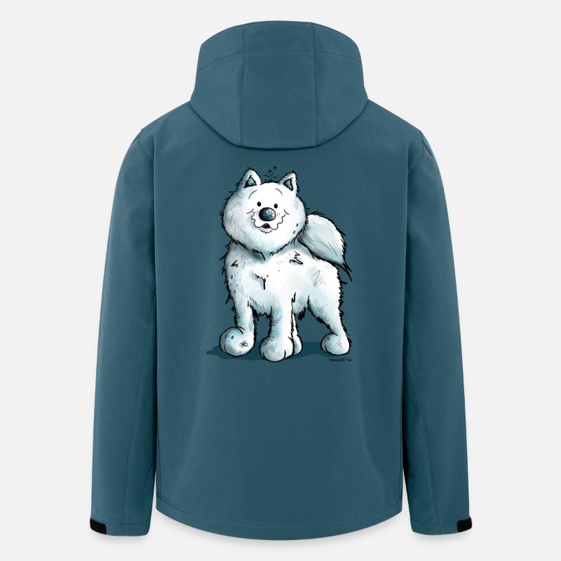 Søde Samojedhund - Stanley/Stella herre softshelljakke i genanvendt polyester - mørk petrol