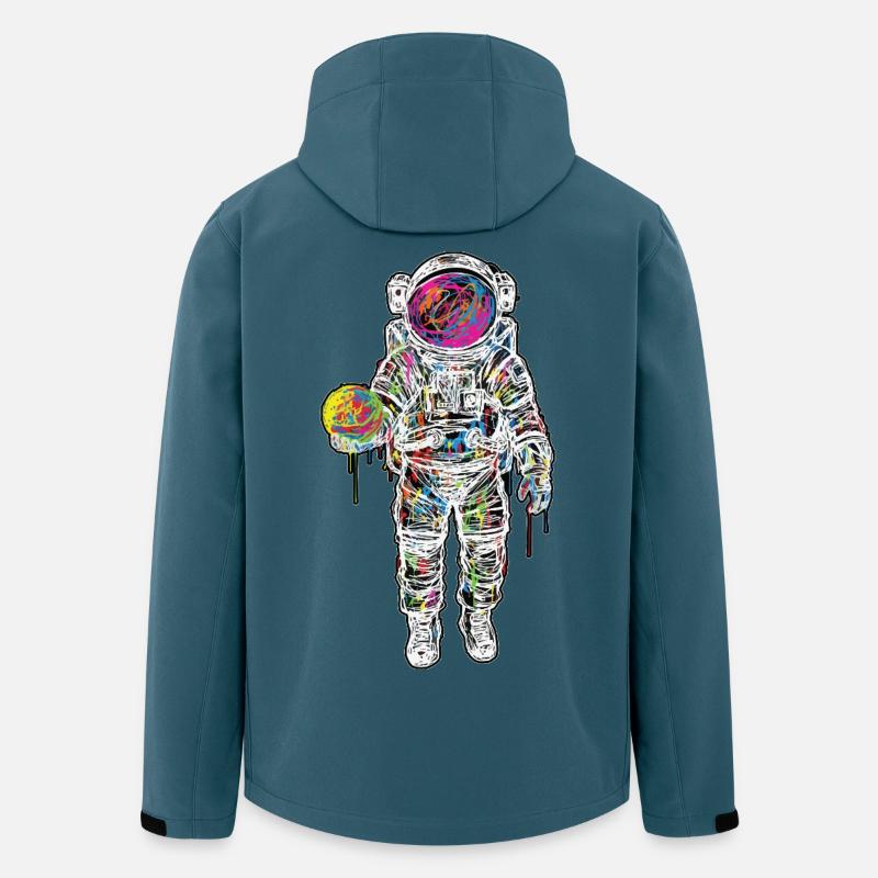 Astronaute Espace Scribble Peinture Planète - Veste softshell homme en polyester recyclé Stanley/Stella - bleu pétrole foncé