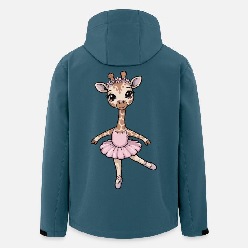 Giraffe Ballerina mit Blumenkranz - Recycelte Männer Softshell-Jacke von Stanley/Stella - Dunkles Petrol