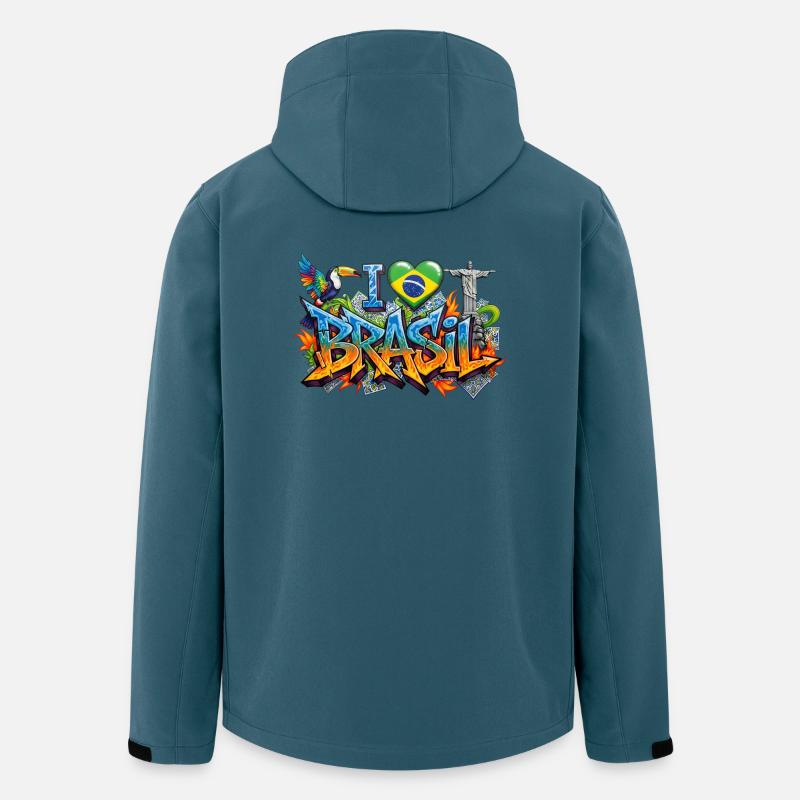 Lebendiges Graffiti Ich liebe Brasil Design - Recycelte Männer Softshell-Jacke von Stanley/Stella - Dunkles Petrol