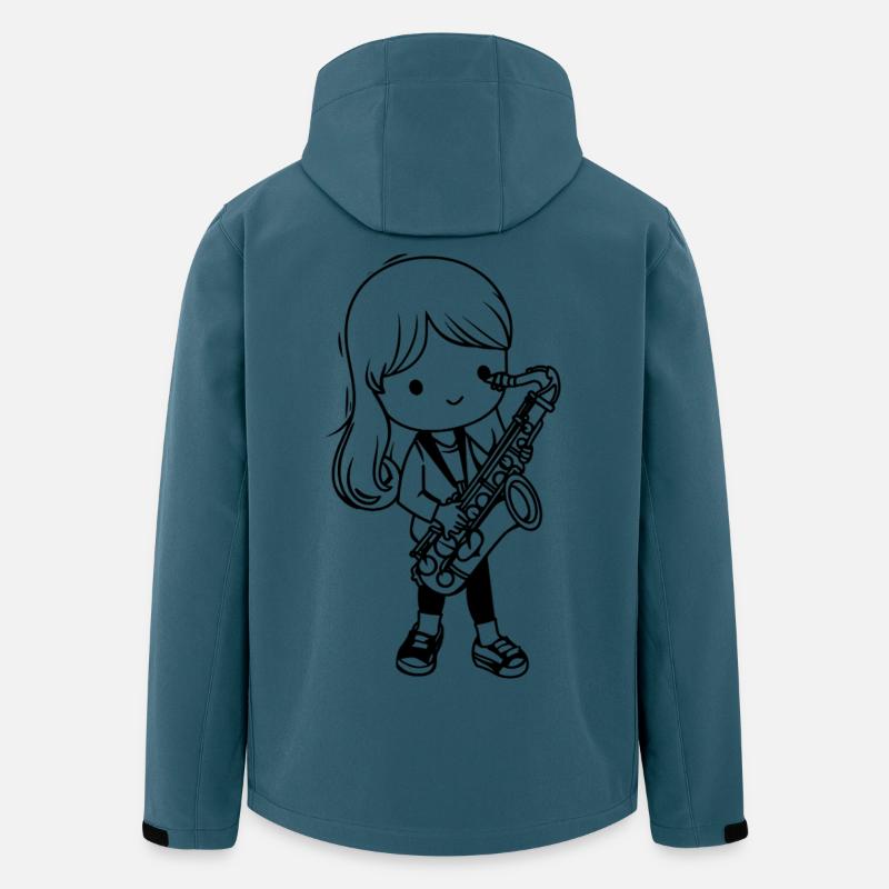 Saxophonist Mädchen Cartoon - Recycelte Männer Softshell-Jacke von Stanley/Stella - Dunkles Petrol