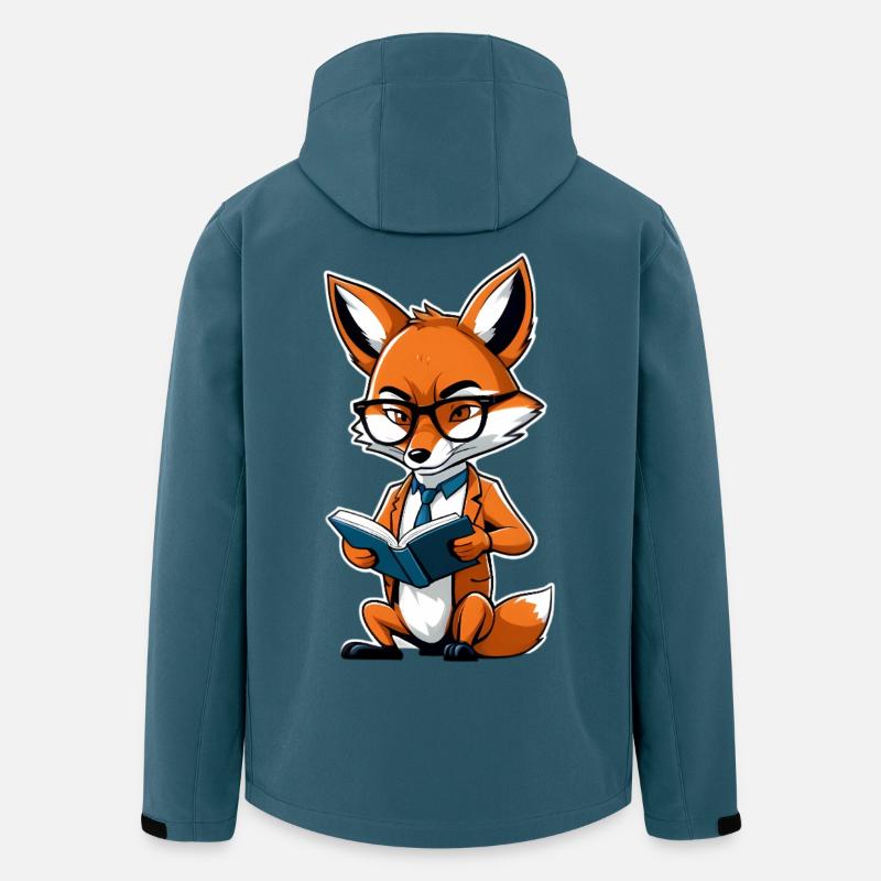 Intellektueller Fuchs mit Brille liest Buch - Recycelte Männer Softshell-Jacke von Stanley/Stella - Dunkles Petrol