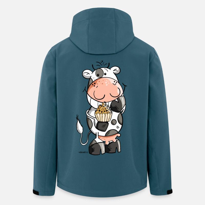 Kuh mit Muffin - Recycelte Männer Softshell-Jacke von Stanley/Stella - Dunkles Petrol
