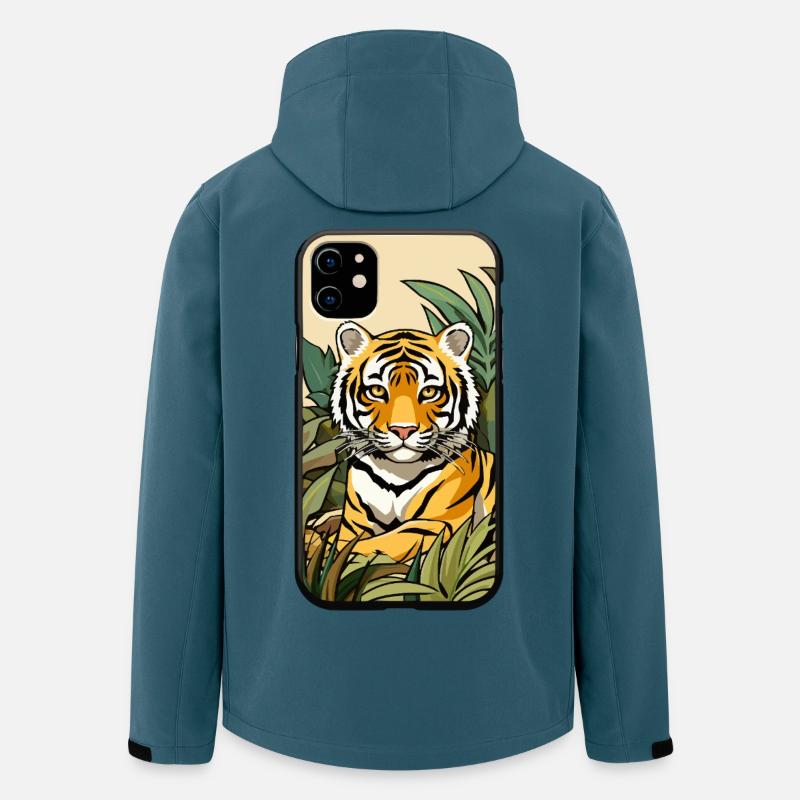 Tiger Dschungel Farbexplosion - Recycelte Männer Softshell-Jacke von Stanley/Stella - Dunkles Petrol
