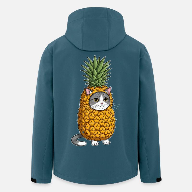 Ananas Katze Kostüm Illustration - Recycelte Männer Softshell-Jacke von Stanley/Stella - Dunkles Petrol