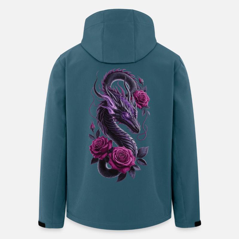 Schwarzer Drache mit Rosen Fantasy Shirt - Recycelte Männer Softshell-Jacke von Stanley/Stella - Dunkles Petrol