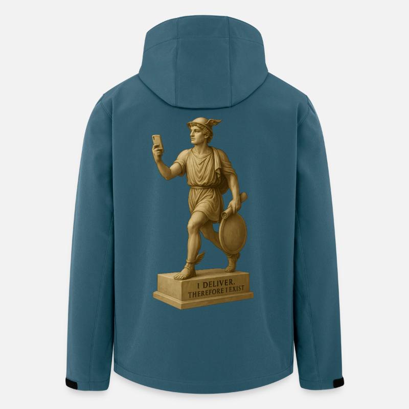 Figure de philosophe antique avec smartphone - Veste softshell homme en polyester recyclé Stanley/Stella - bleu pétrole foncé