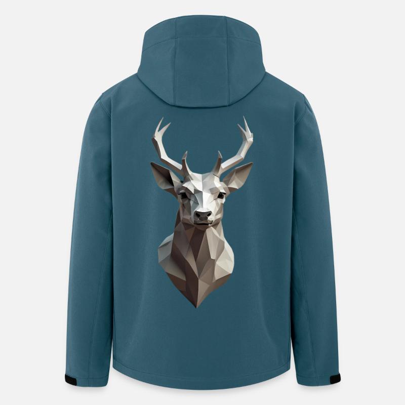 Geometrischer Hirschkopf Low-Poly - Recycelte Männer Softshell-Jacke von Stanley/Stella - Dunkles Petrol
