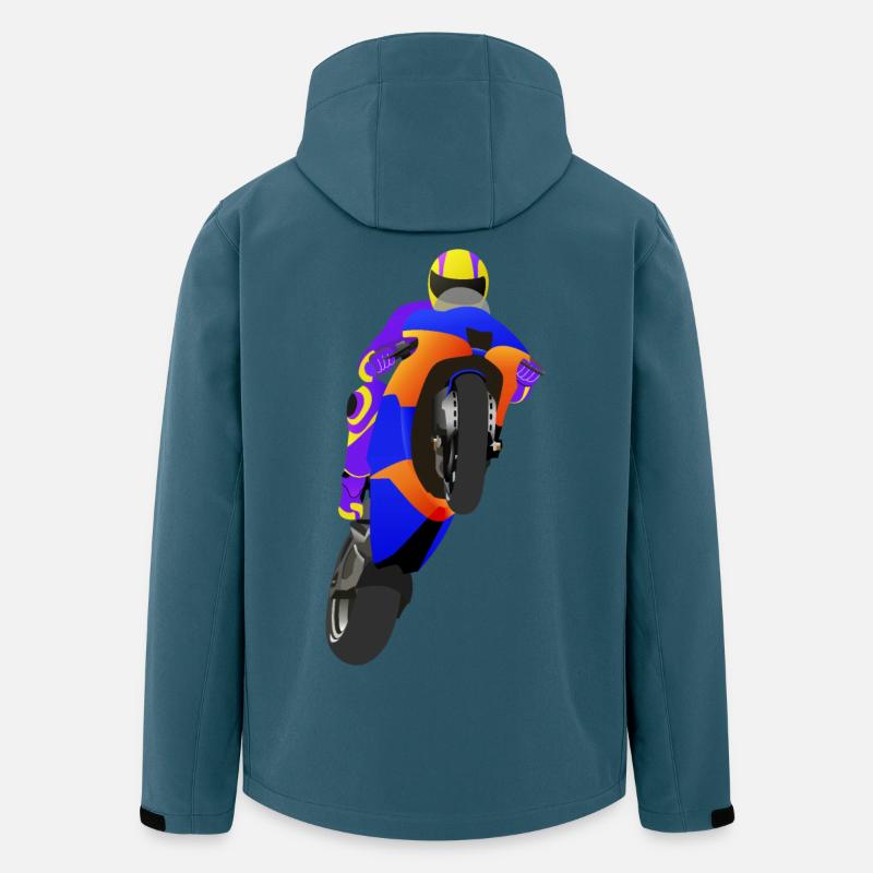 Wheelie extrem mit Motorrad beim Rennen - Recycelte Männer Softshell-Jacke von Stanley/Stella - Dunkles Petrol