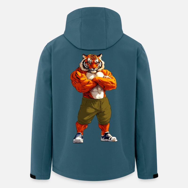 Tiikeriurheilueläin - Miesten softshell-takki kierrätetystä polyesteristä Stanley/Stellalta - tumma petroli