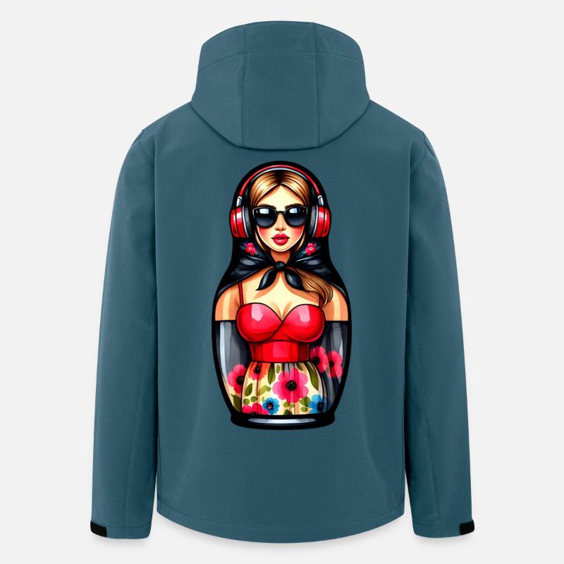 Russe Matriochka Musique Russie Russe - Veste softshell homme en polyester recyclé Stanley/Stella - bleu pétrole foncé