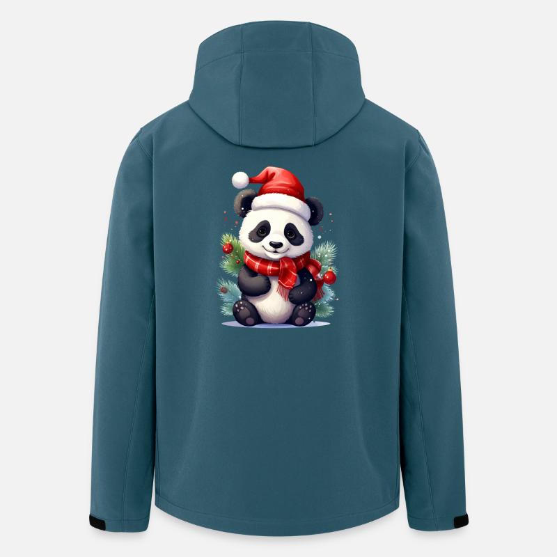 Süßer Weihnachtspanda mit Schal - Recycelte Männer Softshell-Jacke von Stanley/Stella - Dunkles Petrol