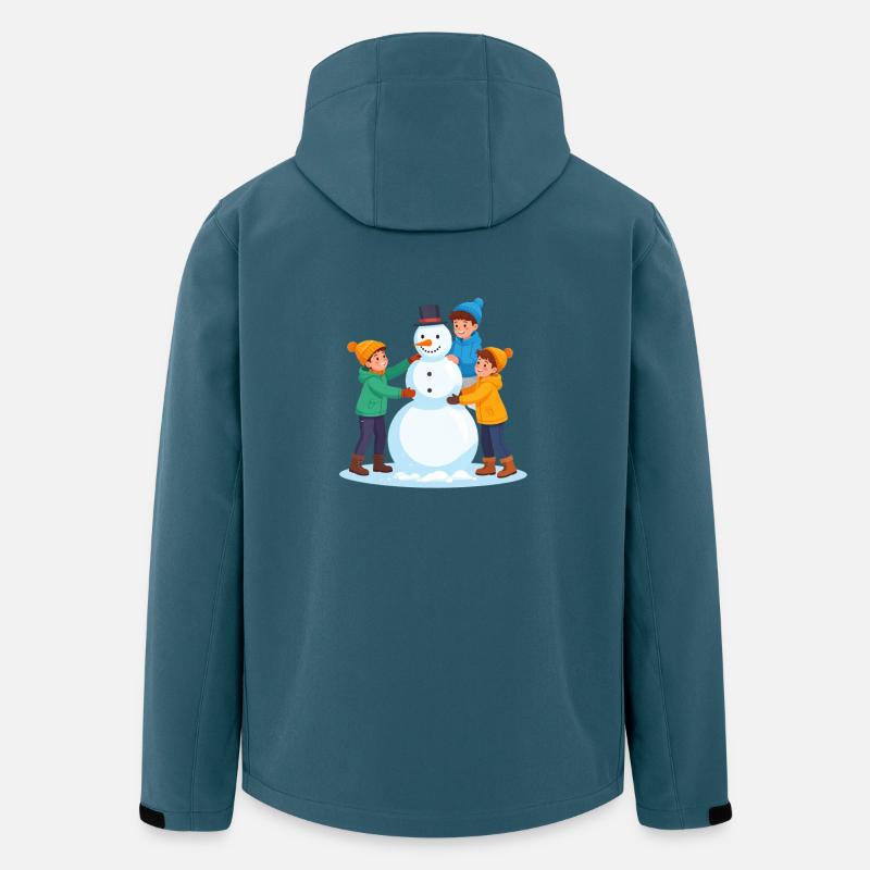 Fröhliche Kinder bauen einen Schneemann - Recycelte Männer Softshell-Jacke von Stanley/Stella - Dunkles Petrol