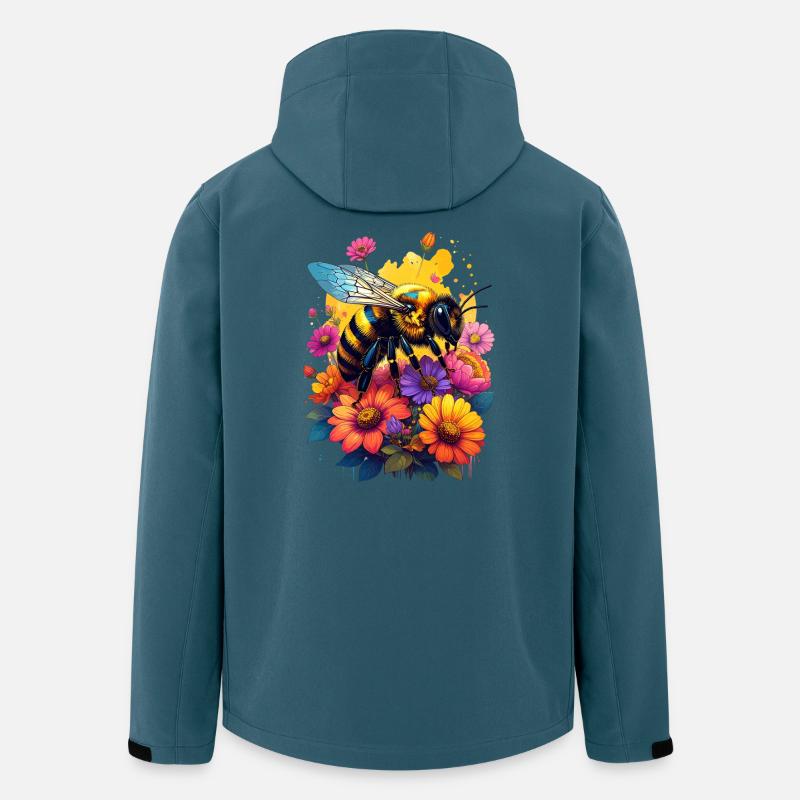 Eine Biene auf bunten Blumen - Recycelte Männer Softshell-Jacke von Stanley/Stella - Dunkles Petrol