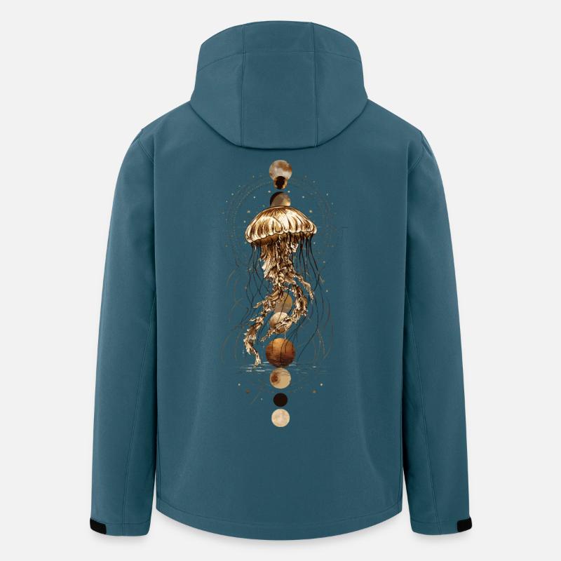 Boho Jellyfish with Moon Phases – Mystical Design - Men’s Recycled Softshell Jacket by Stanley/Stella - stargazer