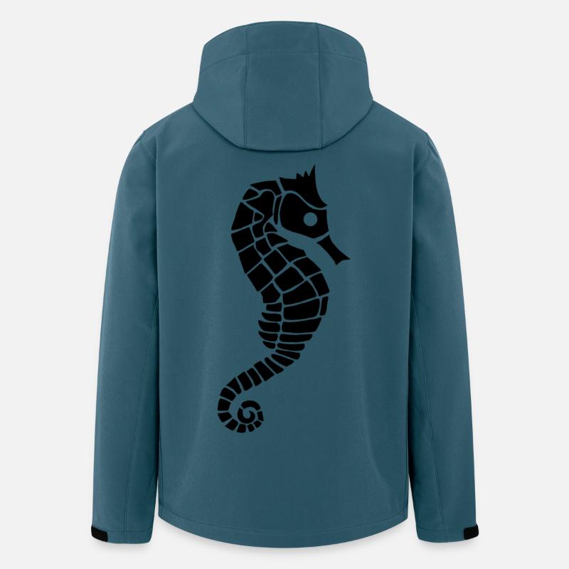 Hippocampe noir - Veste softshell homme en polyester recyclé Stanley/Stella - bleu pétrole foncé