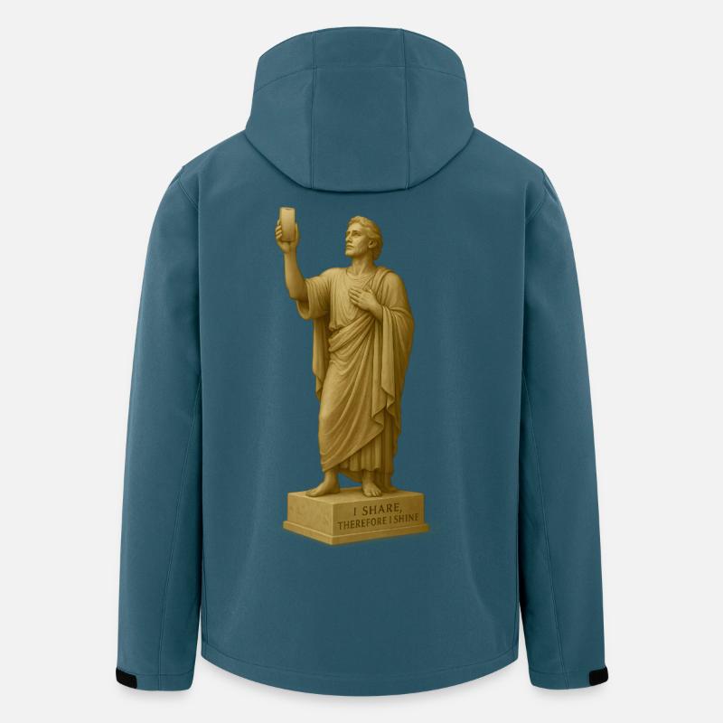 Antiker Philosophier-Statue mit Zitat - Recycelte Männer Softshell-Jacke von Stanley/Stella - Dunkles Petrol