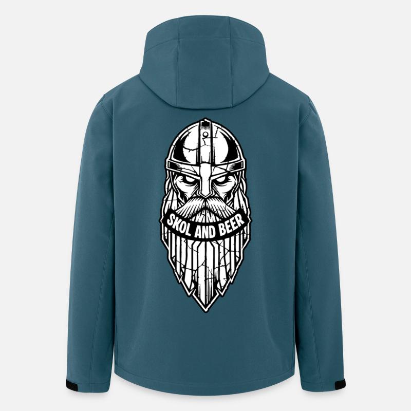 Maskottchen Wikinger-Skol und Bier-Krieger-Bart-Maskottchen - Recycelte Männer Softshell-Jacke von Stanley/Stella - Dunkles Petrol