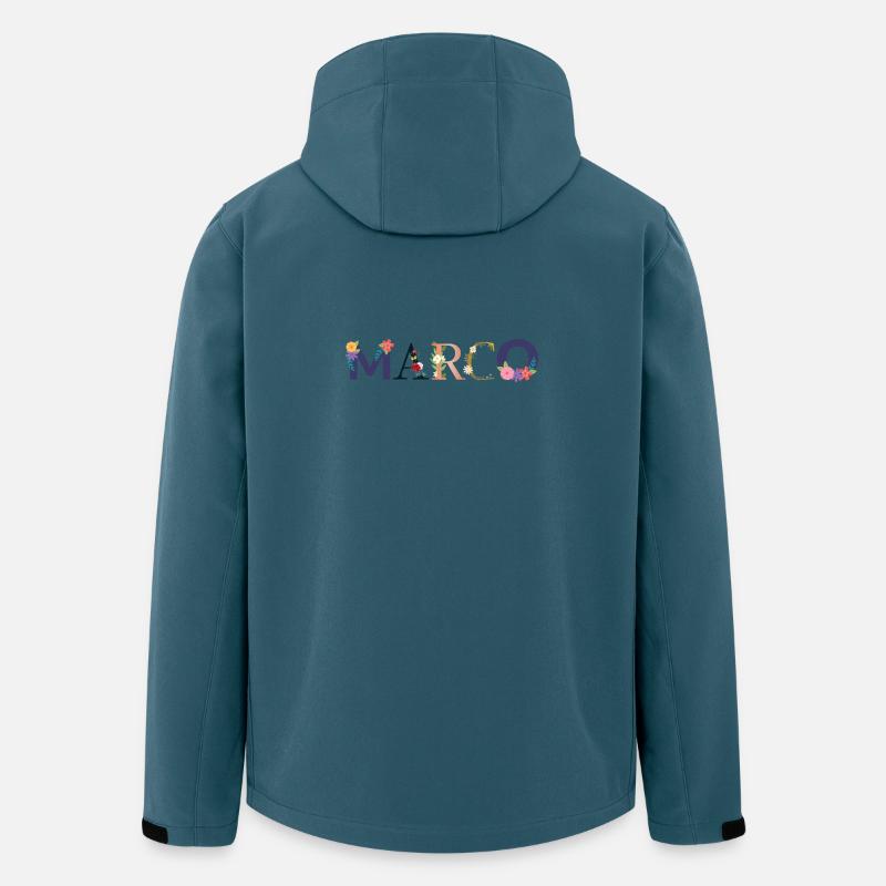 MARCO Name mit Blumen geschmückt - Recycelte Männer Softshell-Jacke von Stanley/Stella - Dunkles Petrol