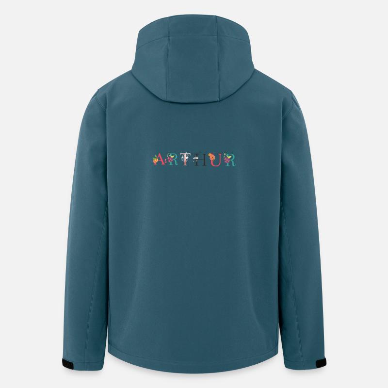 ARTHUR Namenskunst mit Blumen bestickt - Recycelte Männer Softshell-Jacke von Stanley/Stella - Dunkles Petrol