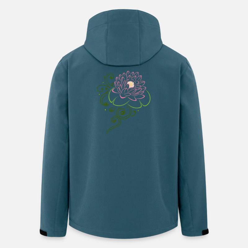 Lotusblomst med liljepute. Lotus. - Softshelljakke herre i resirkulert polyester Stanley/Stella - mørk petroleum