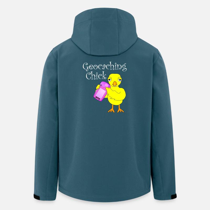 Geocaching Küken weißer Text - Recycelte Männer Softshell-Jacke von Stanley/Stella - Dunkles Petrol