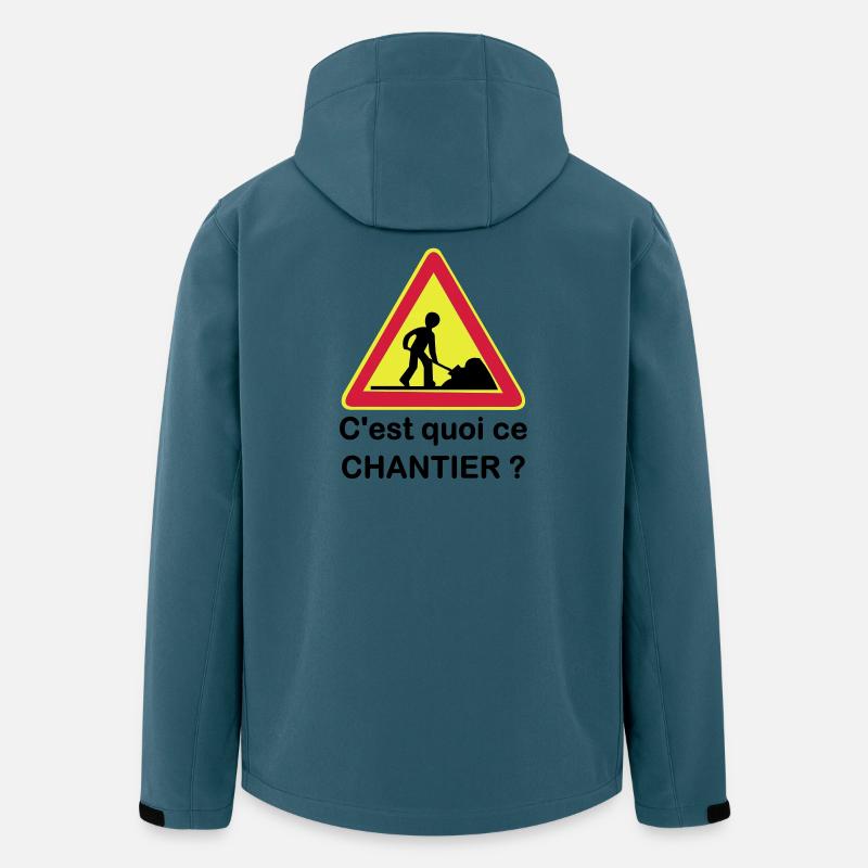 C'est quoi ce chantier ? - Veste softshell homme en polyester recyclé Stanley/Stella - bleu pétrole foncé