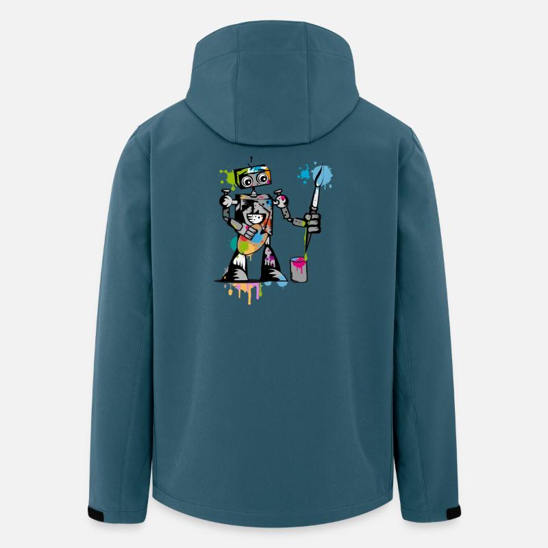 Un robot avec un pinceau - Veste softshell homme en polyester recyclé Stanley/Stella - bleu pétrole foncé