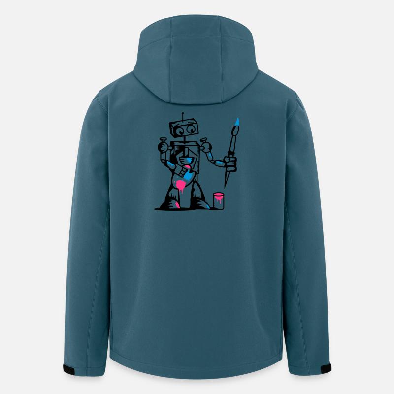 Roboter mit einem Pinsel - Recycelte Männer Softshell-Jacke von Stanley/Stella - Dunkles Petrol