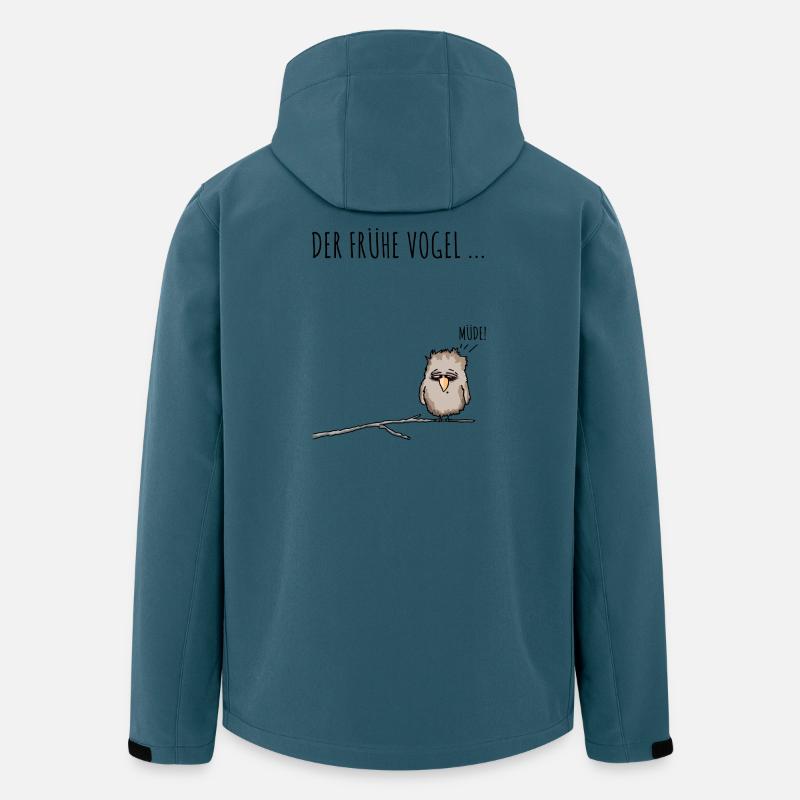 Der fruehe Vogel schwarz - Recycelte Männer Softshell-Jacke von Stanley/Stella - Dunkles Petrol